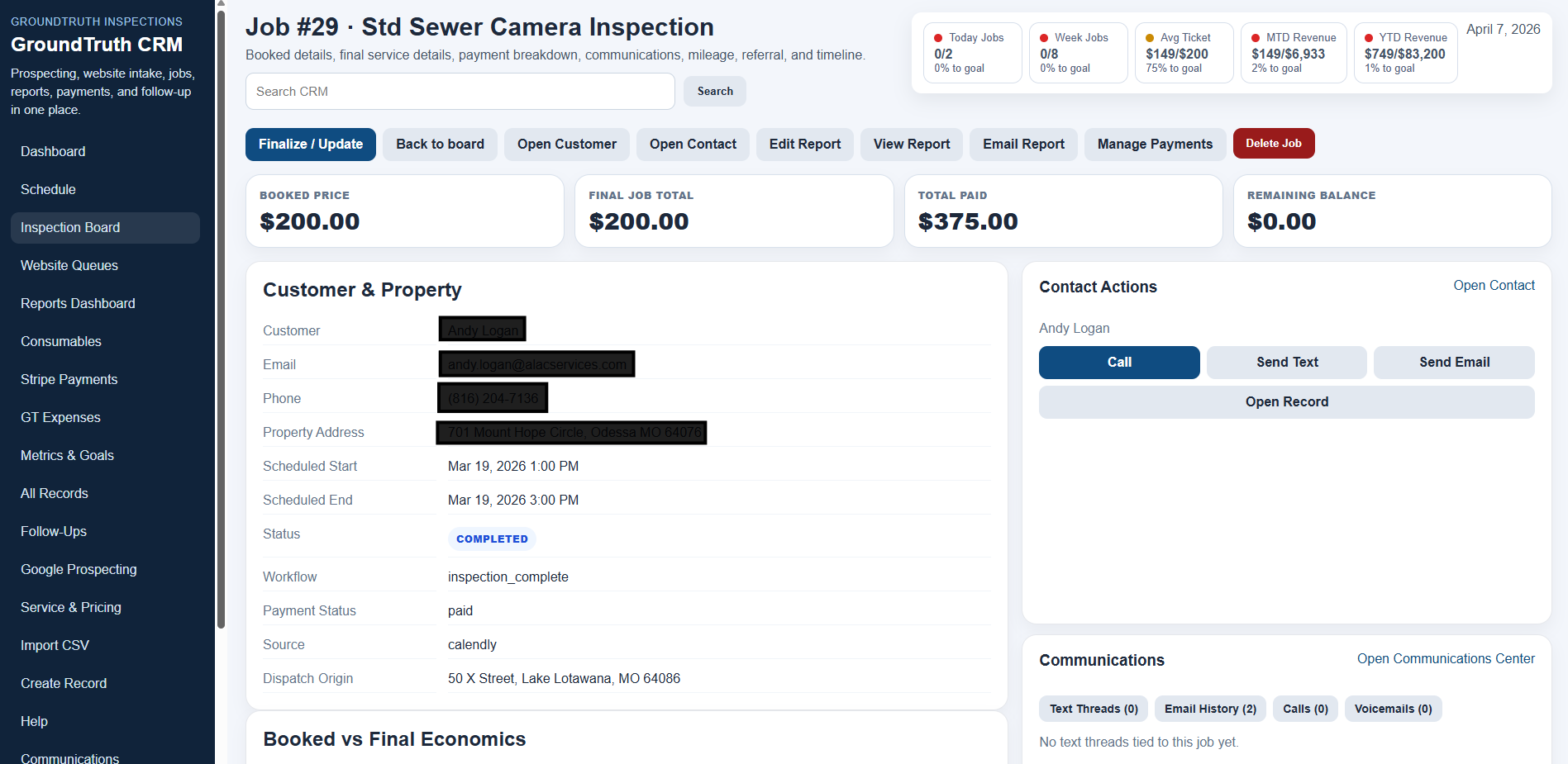 GroundTruth CRM dashboard example