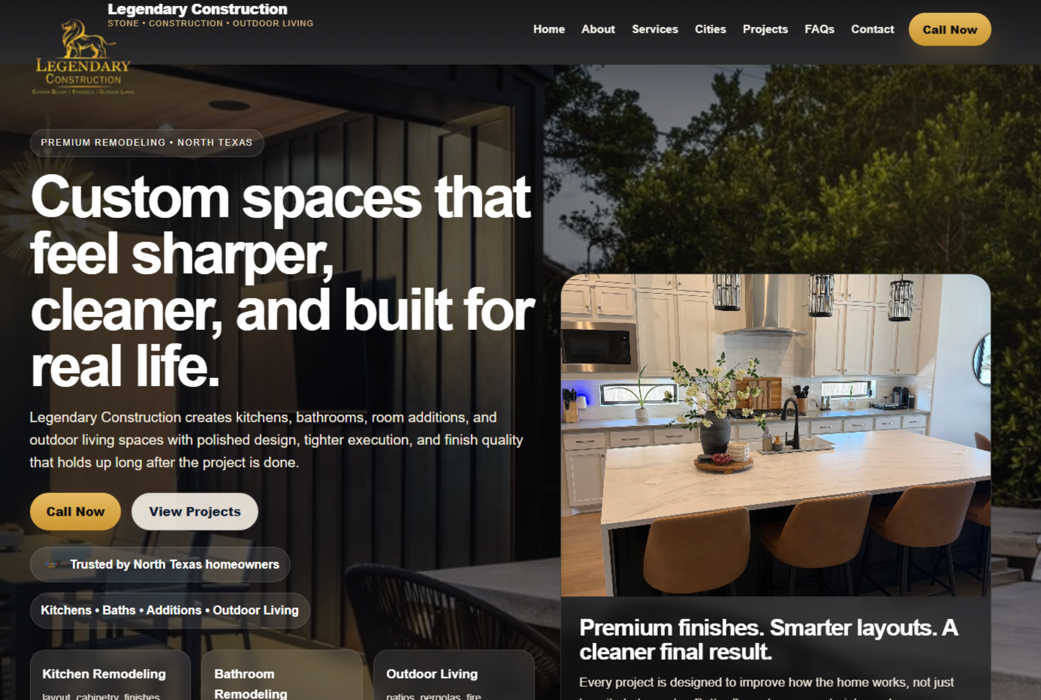 Legendary Construction website example